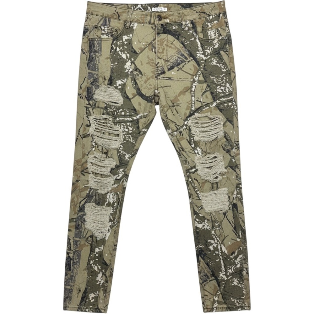 Argonaut Mens Camo Distressed Denim Jeans 38x32 Ripped Streetwear Camouflage